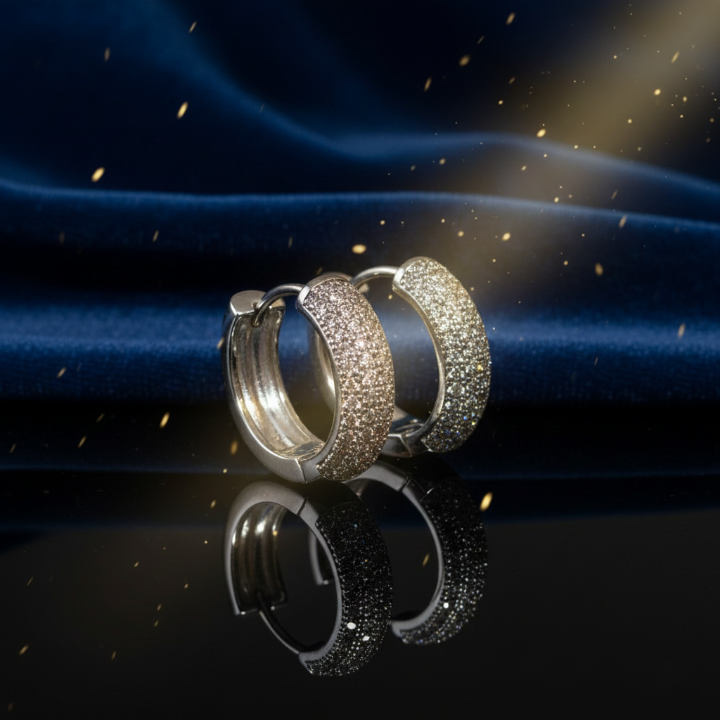 Multi Row Zircon Earrings - Silver